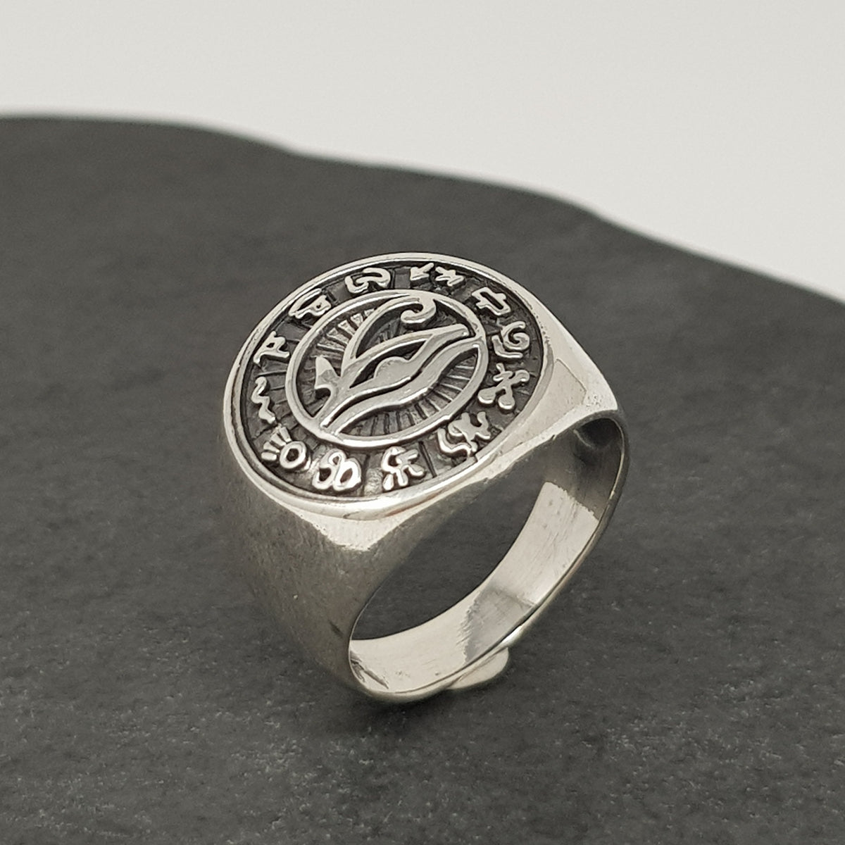 Egyptian eye ring sterling silver