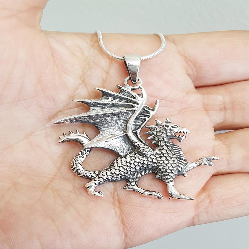 Silver Dragon Necklace for Men, 2024 Dragon Head Pendant, Silver Dragon Jewelry, Silver Dragon Gift for Him, Dragon Choker, New Year Gift for Men