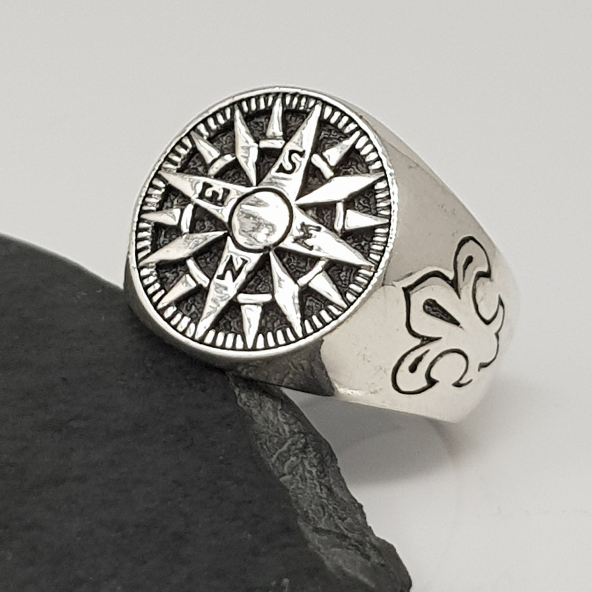 925 silver ring for men and women compass design