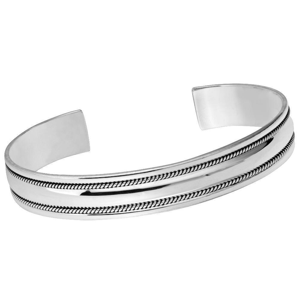 sterling silver high polished milgrain bangle for men and women