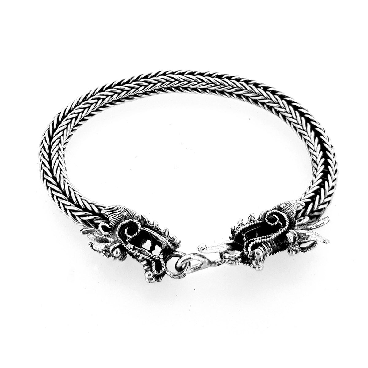 Dragon Sterling Silver Bali Chain Bracelet for Men Biker Silver Chain Bracelet