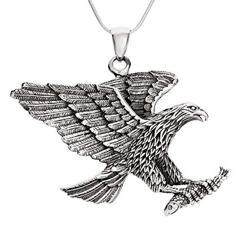 Large Sterling Silver Eagle Pendant – BikerJewellery.co.uk