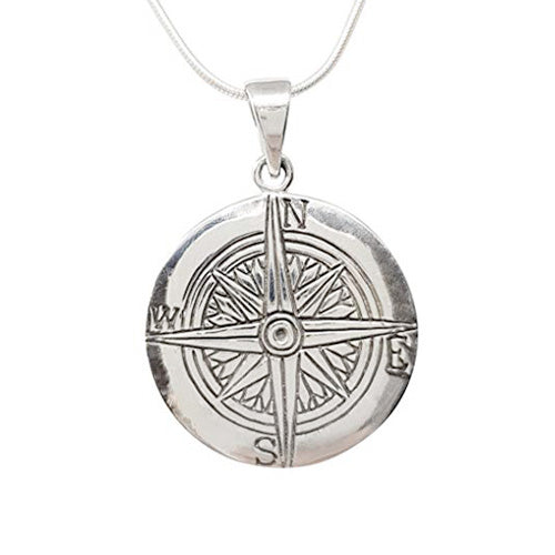 sterling silver compass pendant for men and women