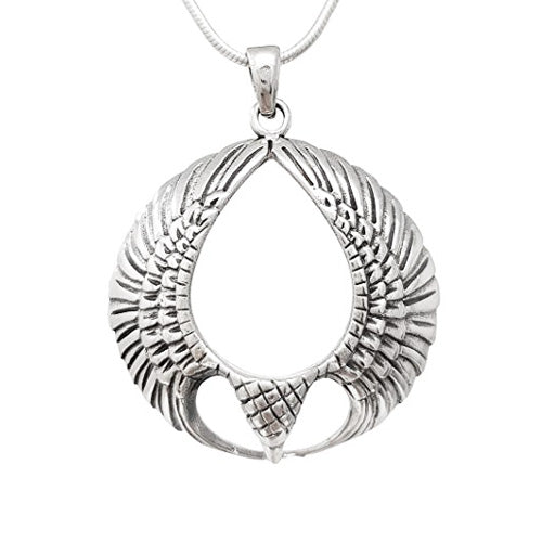 sterling silver eagle wings pendant in round design for men and women