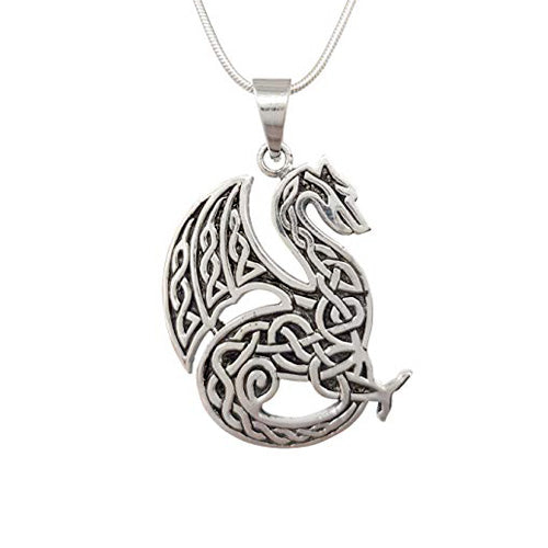 sterling silver celtic dragon pendant for men and women