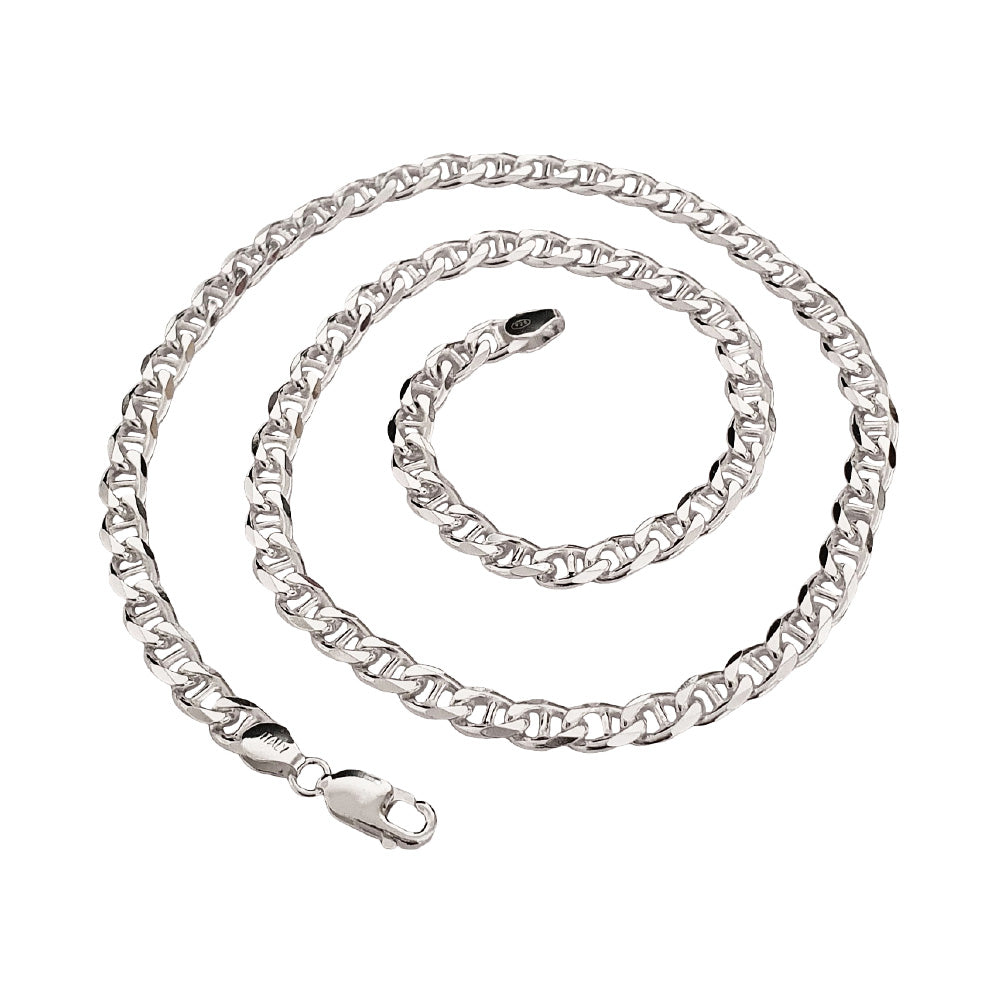 Men's Necklaces Heavy Thick 925 Sterling Silver 6.5MM Mariner Chain Necklace for Men Women Length 50/52/55/60 Cm