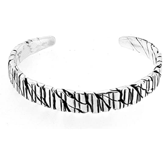 sterling silver grooved lines bangle for men 