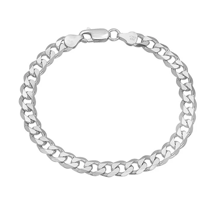 sterling silver curb chain bracelet for men and women