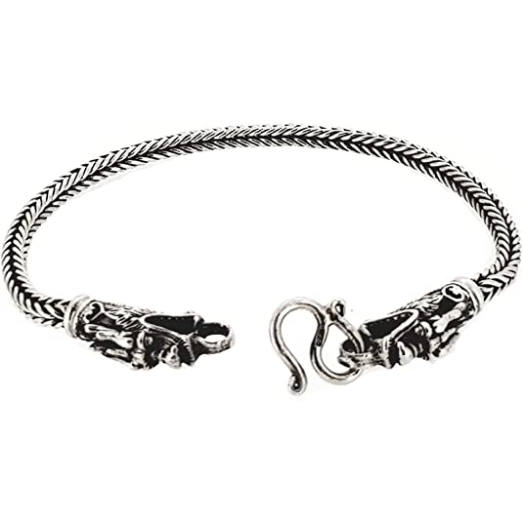 Sterling Silver Chain Bracelet With Dragon Design