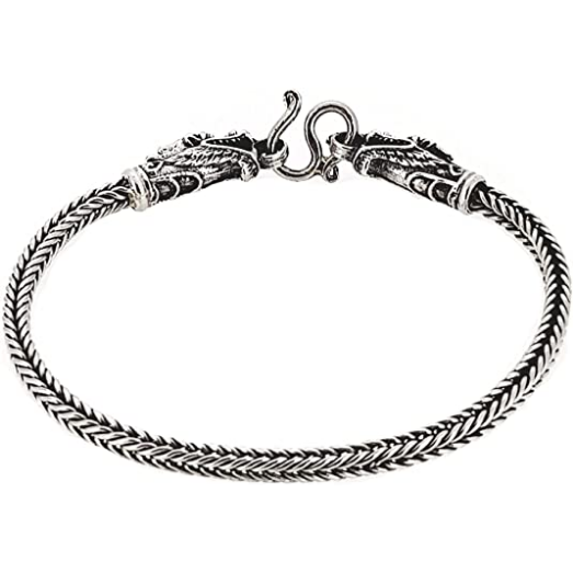 Sterling Silver Chain Bracelet With Dragon Design