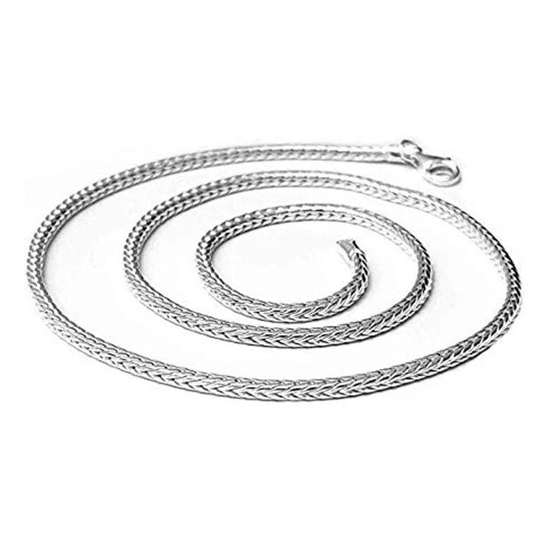 Solid 925 Sterling Silver Fox Tail Chain Necklace