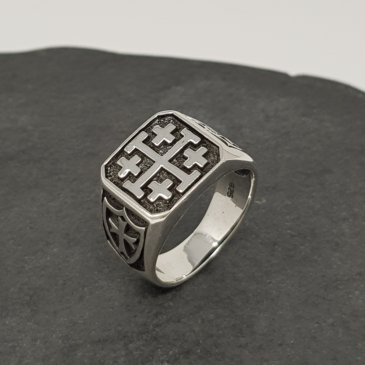 sterling silver viking and cross signet style ring for men and women