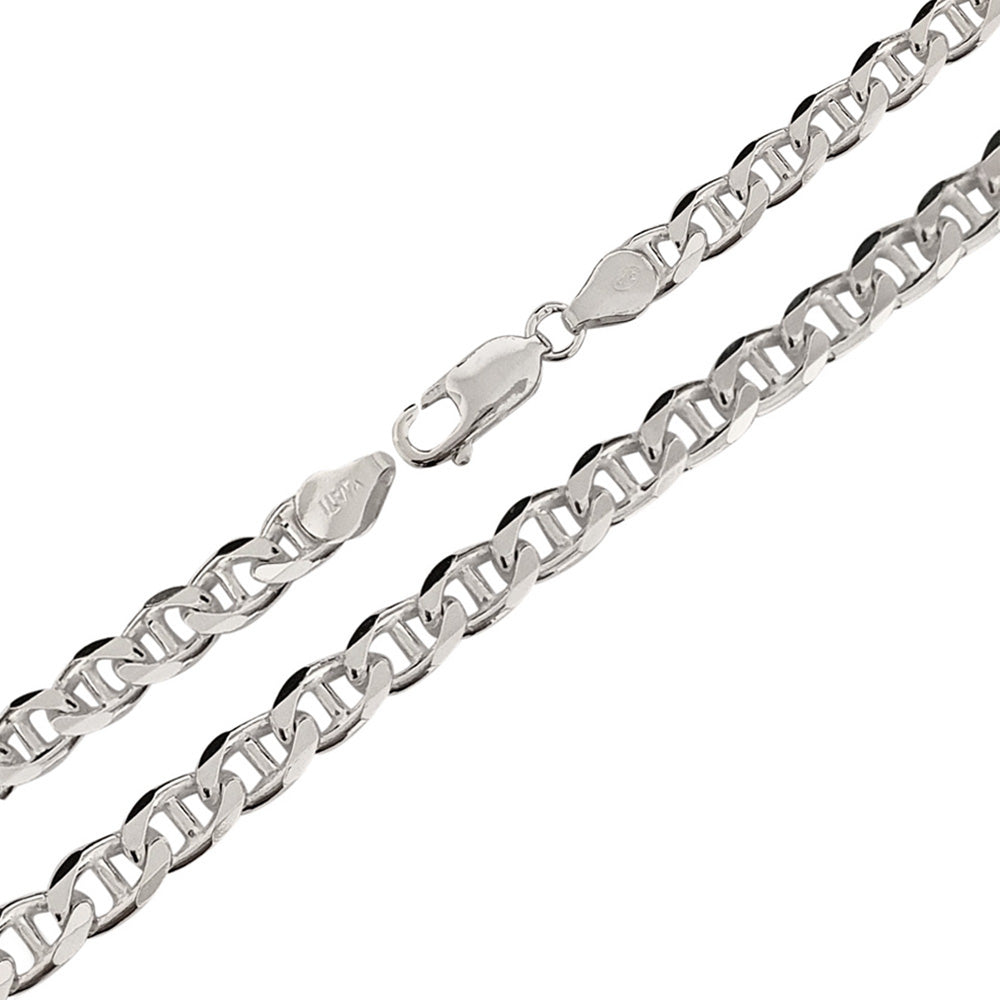 Men's Necklaces Heavy Thick 925 Sterling Silver 6.5MM Mariner Chain Necklace for Men Women Length 50/52/55/60 Cm